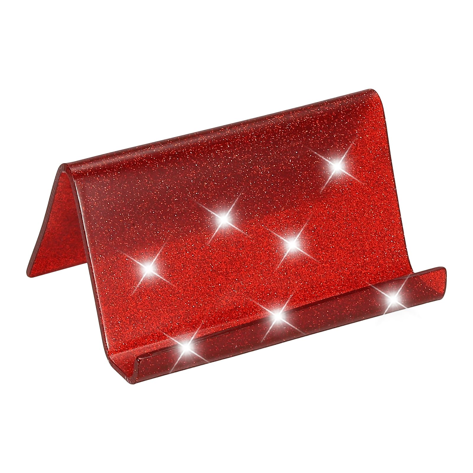 Photo 1 of PATIKIL Business Card Holder for Desk, Acrylic Business Card Holders Shine Card Stand Organizer Cards Display for Office Exhibition, Red