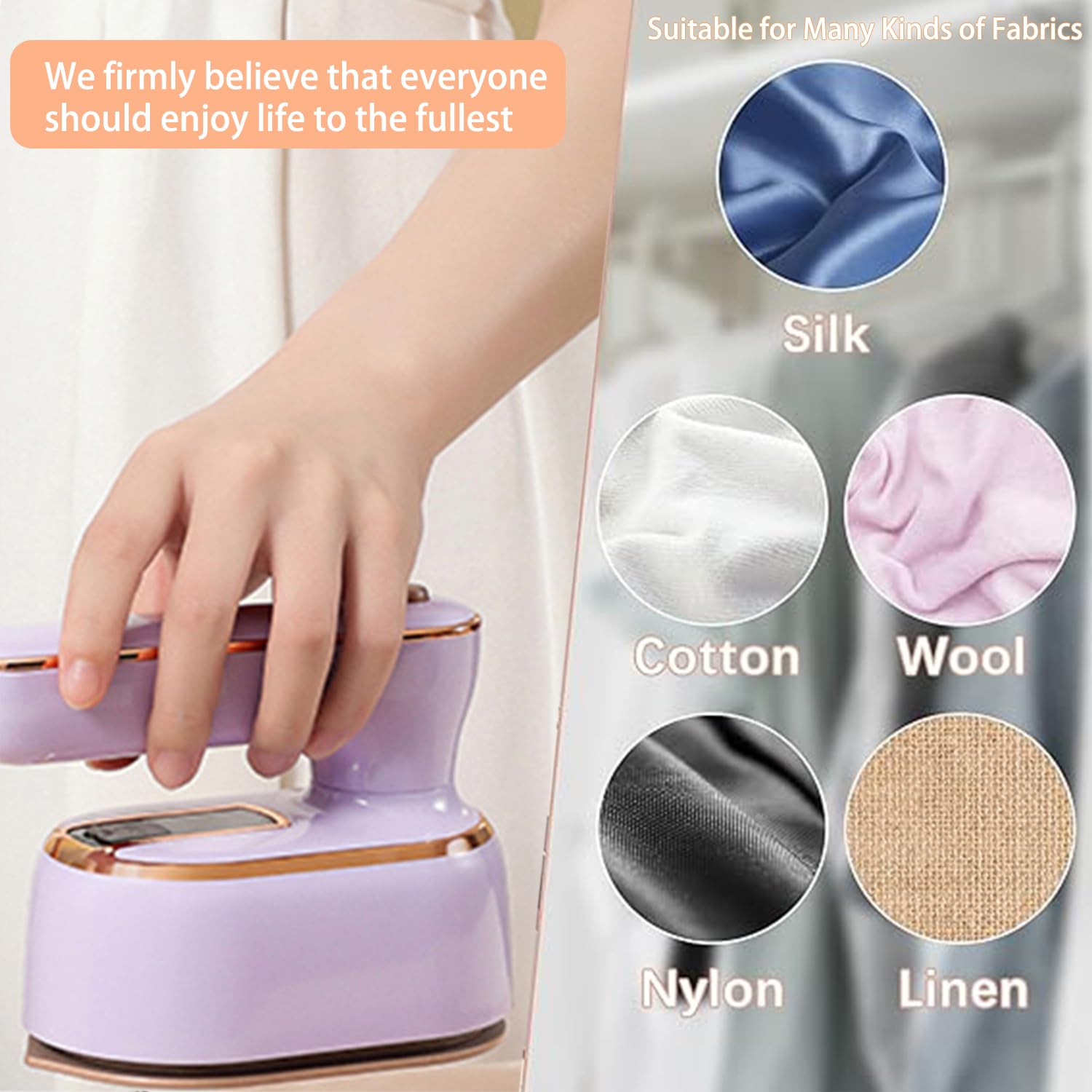 Iron Steamer for Clothes Travel Garment Steamer 1000W 5S Fast Heat-up Mini Steamers Portable Handheld Iron 180° Foldable Small Iron for Travel Dry Wet White