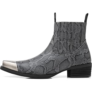 ZAENODIR Men's Western Boots Square Toe Slip On Work Boots
