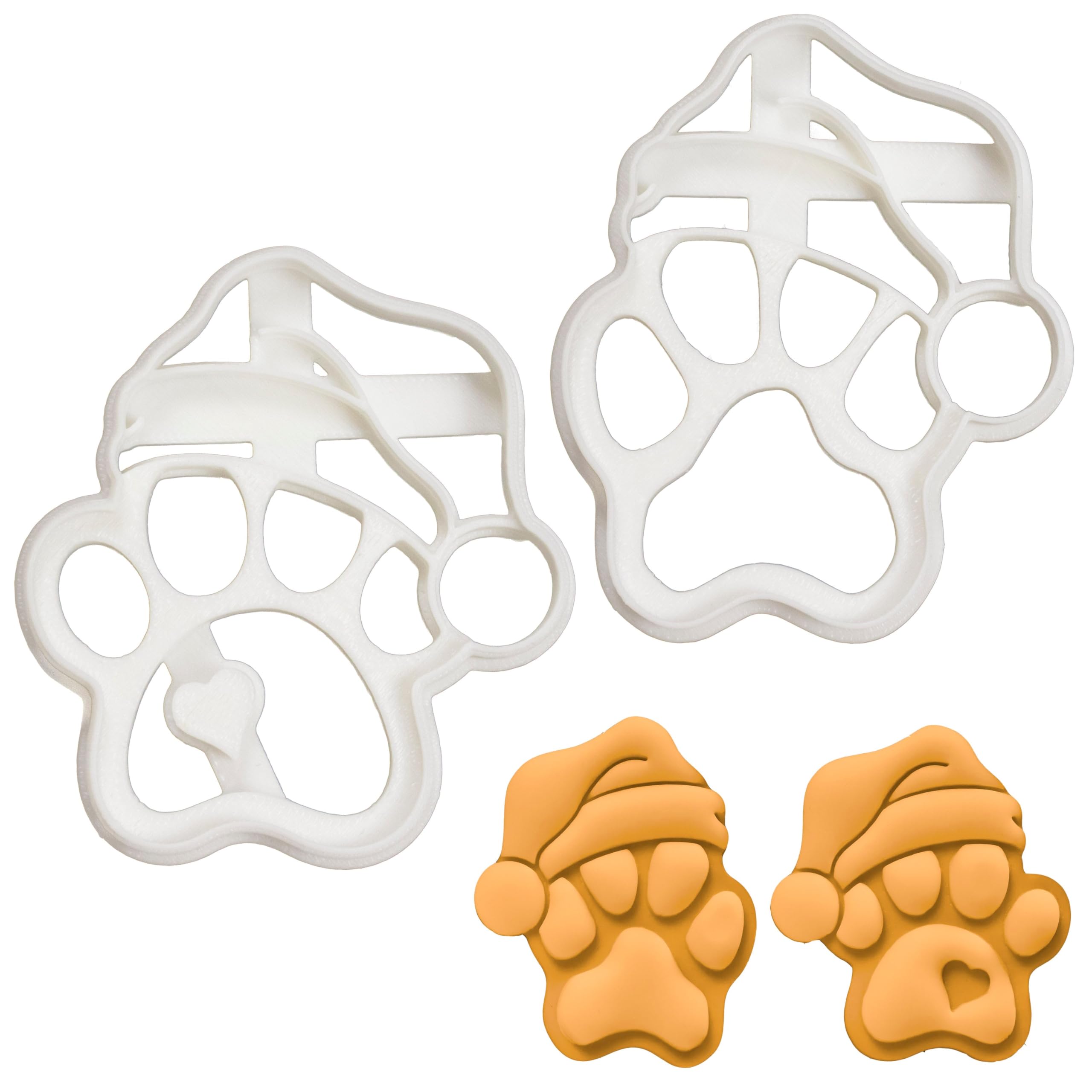 BAKERLOGY Set of 2 Santa Paw Cookie Cutters (Designs: Cute and Realistic) - Detailed Biscuit Cutter Design for Baking and Crafts, Ideal on Fondant, Dough, Clay