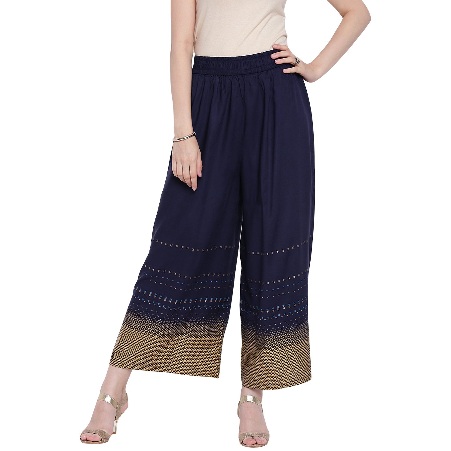 pinky pari screen printed rayon blue straight festive kurta with printed rayon palazzo