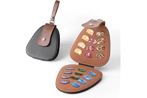 YINKECASE Guitar Picks Holder for Acoustic Electric Guitar Accessories, Variety Pack Picks Case Pouch, PU leather Sleek Vintage Pick Bag with Handle, Music Gift for Guitar Players (Olny Case)