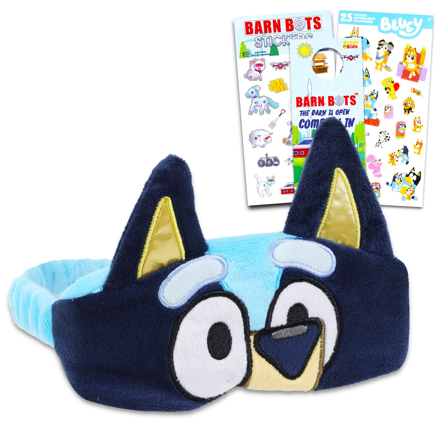 Photo 1 of Bluey Sleep Mask for Kids - Soft Plush Blindfold Eye Cover for Boys, Girls Bedtime Plus Stickers | Bundle With More