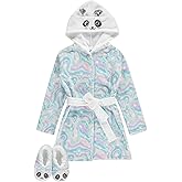 BTween Girls Unicorn Bathrobe Set Soft, Cozy, and Fun with Matching Slippers Perfect for Lounging