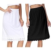 Vanrose Jan Skirt Extender for Women Knee Length Lace Trim Layering Underskirt Half Slip S-5XL