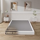 Tyndall Box Spring King Bed Base, 7 Inch High Metal King Size Box Spring Only, Heavy Duty Mattress Foundation with Fabric Cover, Easy Assembly, Quiet Noise Free, Black