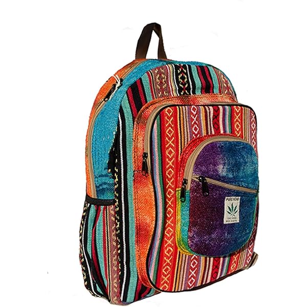 Zillion Craft - Mochila Grande De Cáñamo Natural Para Hombres Y Mujeres. Bolso Hecho A Mano Con Múltiples Bolsillos De Fibra De Cáñamo Multicolor