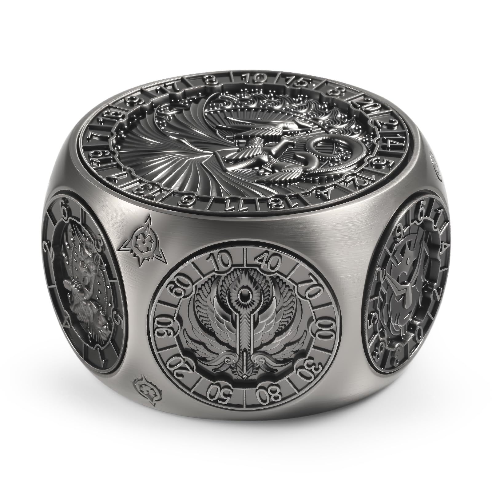 DNDND 8-in-1 Dual D20 Hexagonal Metal Dice - D&D Monster Themed Multi-Functional Dice Set for TTRPG Dungeons and Dragons with Collectible Gift Tin (Black) — image 1