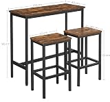 VASAGLE Bar Table Set 2 Stools 100x40 cm Rustic Industrial Steel Frame LBT218B01 view 3