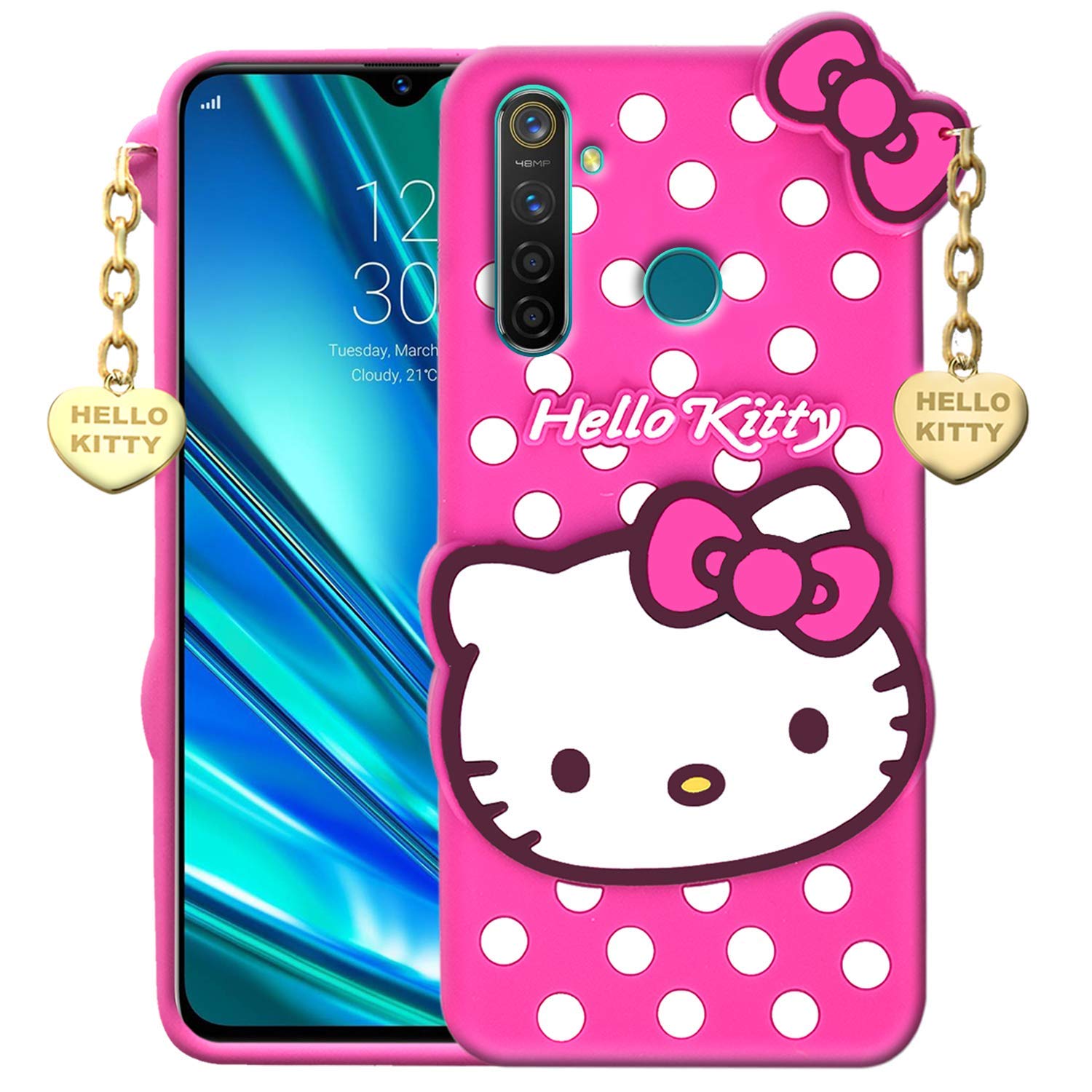 Aarnik Girls Favourite Hello Kitty Case Compatible with Realme C3 Soft