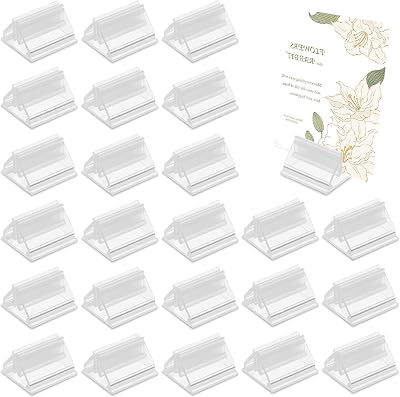 BLMHTWO 24 Pcs Card Stands Acrylic Triangle Base Display Stands Clear