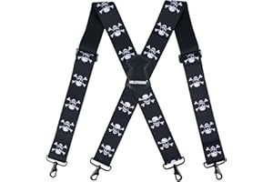 MELOTOUGH Men's Suspender 1.5/2 Inch Wide Suspenders Full Elastic X Back Suspender with Snap Hooks