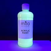 milo Glow in the Dark Acrylic Paint, Clear Phosphorescent Glow, 16oz Bottle | Glows UV in Black Light, Easy Light Glow Activated, Made in the USA, Safe &amp; Non-Toxic, Painting in the Dark, Quart