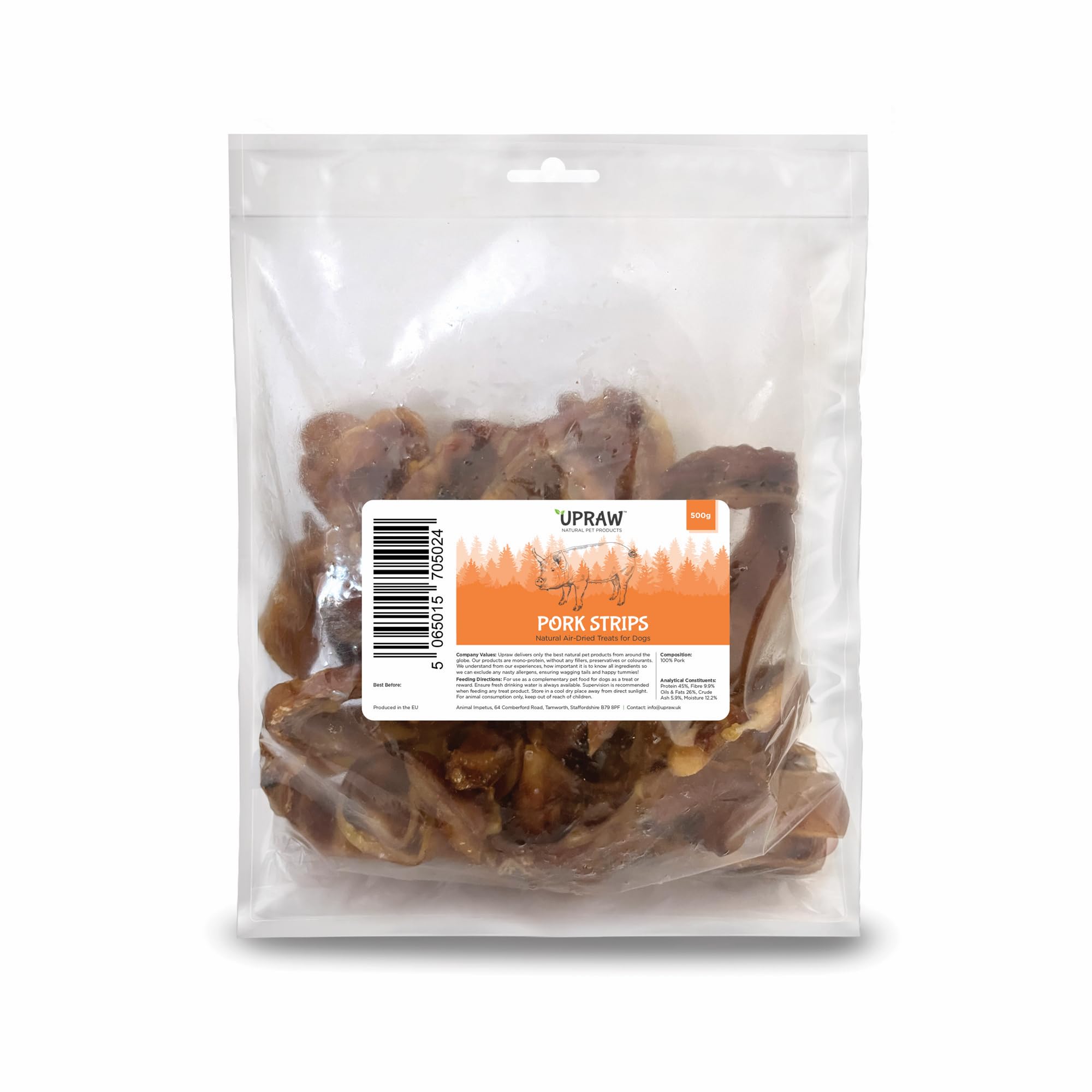 Pigs Ears Strips For Dogs (500g) 100% Natural Air Dried Dog Treats, Dog Pork Strips, High in Protein, Aids Muscle and Tissue Repair, Contains Collagen for Healthy Coats and Skin And Dental Care