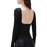 SUUKSESS Women Backless Going Out Tops Padded Modal Basic Long Sleeve Shirts