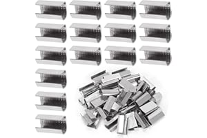 Keadic 100Pcs Packaging Open Snap-On Seals for 1/2" (13mm) Strap Width Steel Strapping, Superior Holding Power, Heavy Metal B