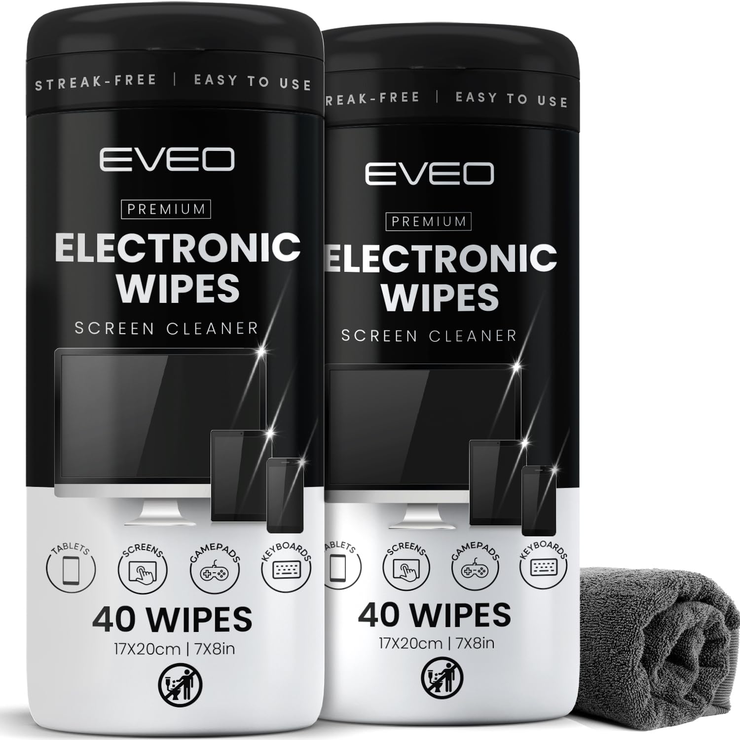 Photo 1 of Electronic Wipes Screen Cleaner Streak-Free [2 Pack x40] Computer Screen Wipes, TV Screen Cleaner Wipes, Monitor Wipes for Smart TV, Laptop, iPhone, ipad and more - [Microfiber Cloth + 80 Wipes]