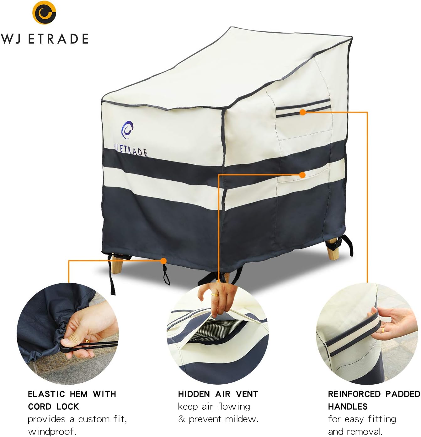 Patio Chair Covers, 2Pack, 35" Wx40 Dx33 H Rocking Chair/Adirondack Chair/Deep Seat Cover, Heavy Duty Waterproof UV Resistant Outdoor Furniture Cover, Beige+Grey : Garden & Outdoor