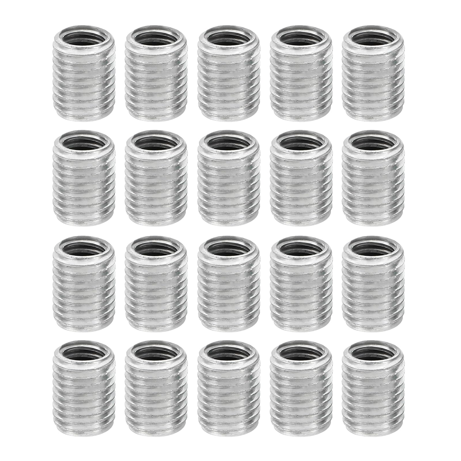 PATIKIL M8xM6x10mm Metal Threaded Repair Insert Nut, 20Pcs Male to Female Fine Thread Sleeve Inserts Reducing Nut Adapter Reducer Screw Sleeves, White Zinc