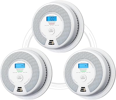 X-Sense SC07-W 3-Pack Wireless Interlinked Smoke CO Alarm with LCD Display