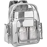 Mancro Diaper Bag Backpack, Clear Baby Bag Heavy Duty Transparent Backpack for Girls Boys, Multifunction Large Travel Backpack Maternity Baby Changing Bags for Mom with Stroller Straps, Grey