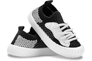 CHARROST Toddler Summer First Walking Shoes Breathable Non-Slip Soft Sole Wide Toddler Shoes Tennis Sneakers Knitted Mesh Elastic Sock Shoes for Baby Boy Girl Outdoor Indoor Walker Shoes