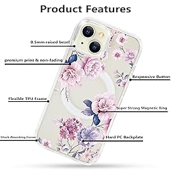 Tcaraersing for iPhone 15 Flower Magnetic Case
