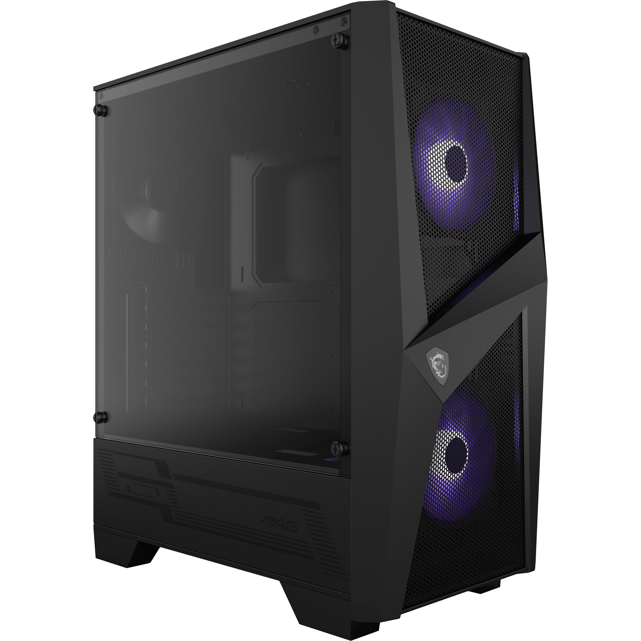 MSI MAG FORGE 100M Mid Tower Gaming Computer Case (Black, 2x 120mm RGB PWM Fan, 1x 120mm Fan, 1-6 RGB Hub, Tempered Glass, ATX, mATX, mini-ITX)