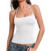 Avidlove Halter Tops for Women Going Out Sexy Side Split Backless Y2K Cute Crop Tank Top Womens Summer Tops Trendy Outfits