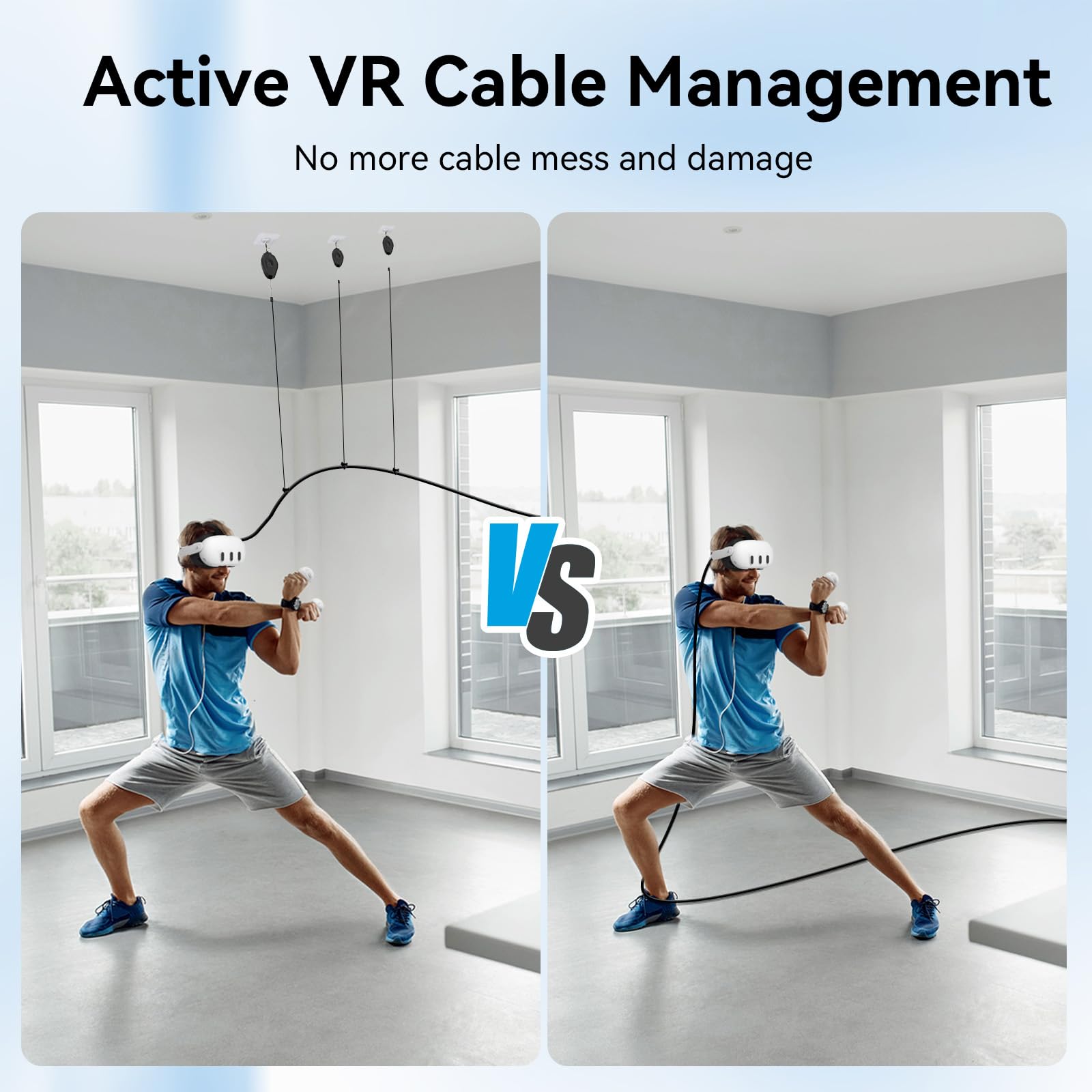 AMVR VR Cable Management System, 6 Packs Ceiling Pulley System Compatible with Meta Quest 3S/3/2/Valve Index/Rift S/PSVR/HTC VR Cord Accessories(VR Link Cable Not Included)