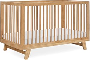 Albert Baby Astin 3-in-1 Convertible Baby Crib, White - Natural Legs, Converts to Toddler Bed & Day Bed, Fits Standard Full-Size Crib Mattress, 4 Adjustable Mattress Base (Natural)