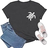 TIEEI Sea Turtle Shirts for Women Hawaiian Turtles T-Shirt Beach Vacation Tee Tops