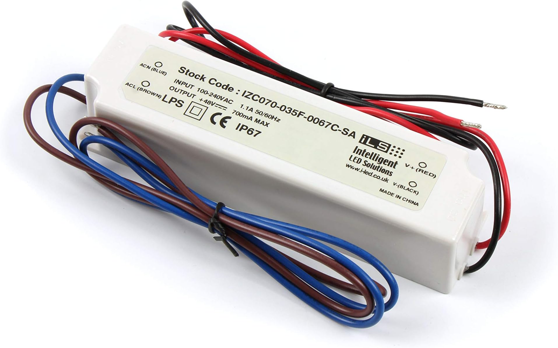 ILS Constant Current LED Driver/Power Supply 700mA, 35W, Fixed Output, IP67, IZC070-035F-0067C-SA