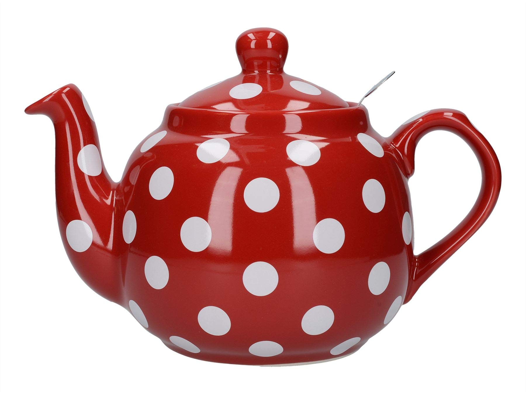 London Pottery Farmhouse Polka Dot Teapot with Infuser, Ceramic, Red/White, 4 Cup (1 Litre) โ image 1