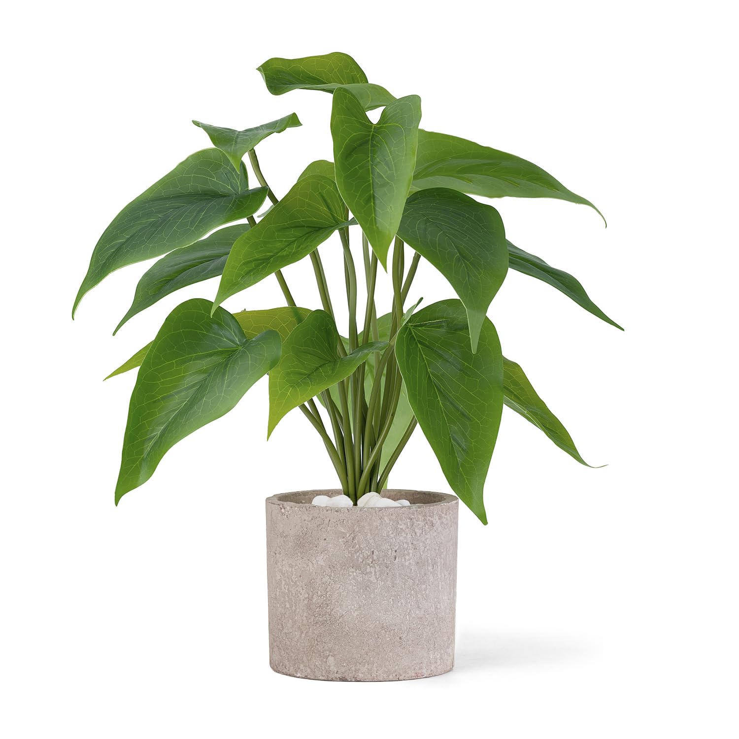 Mkono Fake Plants in Pot, 11" Potted Artificial Plants for Home Decor Indoor Faux Green Leaf Plant with Planter for Desk Shelf Table Office Room Decoration (Grey, Small)