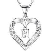 Turandoss Heart Initial Necklaces for Women - Dainty 14K Gold Plated CZ Heart Pendant Necklace with Tiny Letter A-Z, Non Tarnish Waterproof Trendy Jewelry Gifts for Mom Wife Girlfriend
