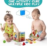 HELLOWOOD 8 in 1 Wooden Activity Cube Montessori Educational Toy Set view 7