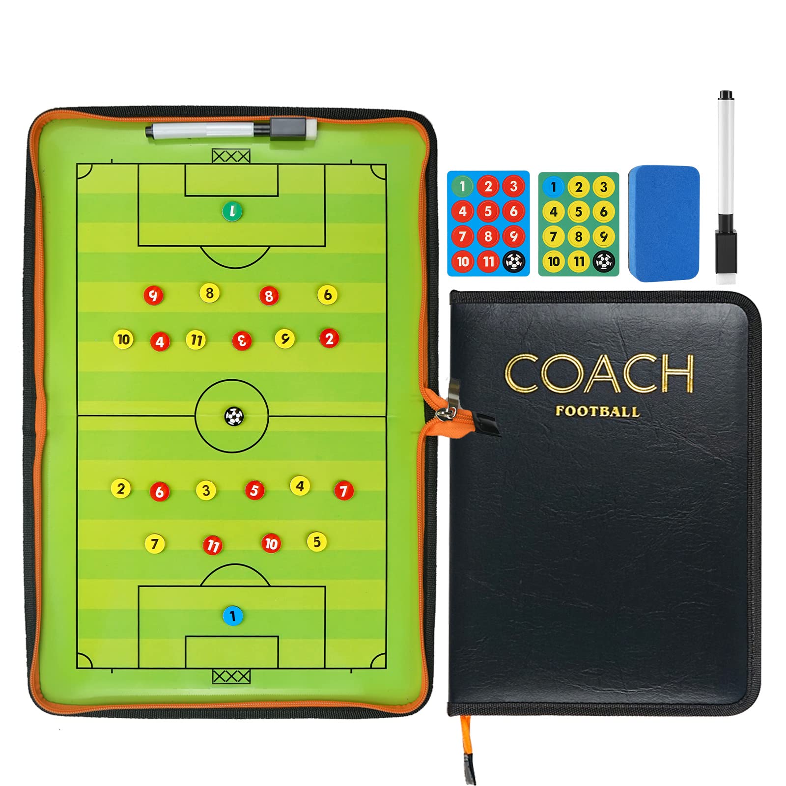 Photo 1 of RoseFlower Soccer Coaching Board, Magnetic Soccer Tactics Strategy Board, Erasable Coaches Clipboard with Magnets and Marker Pen, Coach Training Equipment for Teaching and Game Plan