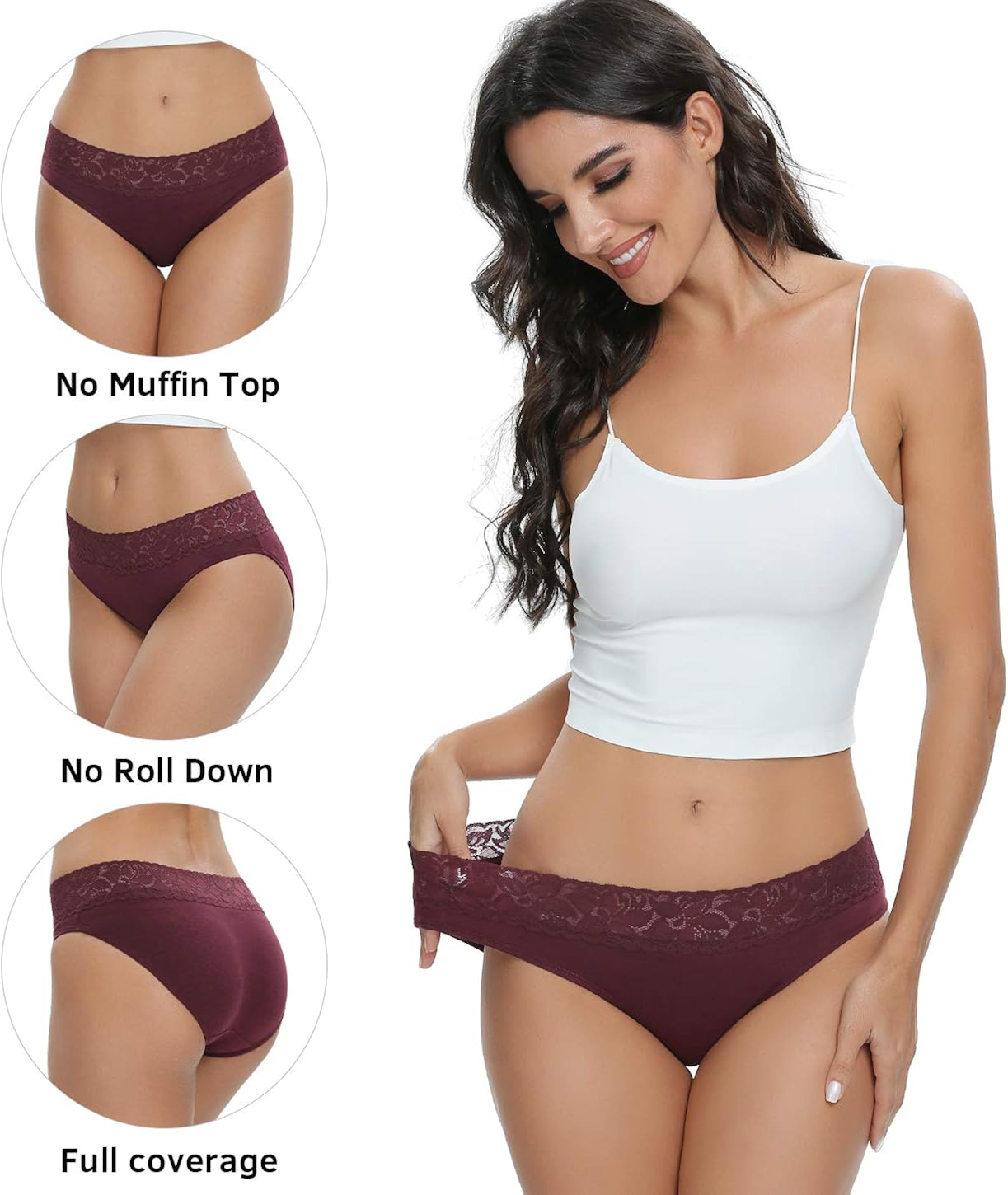 Cotton Hipster Panties for Women Lace Hiphugger Panties Bikini Underwear Pack at  Women’s Clothing store