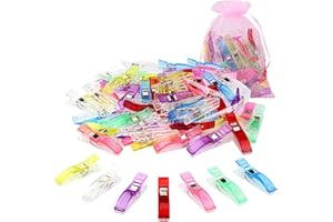 CampTek Large Sewing Clips, Pack of 50 Jumbo Wonder Seeing Magic Clips with Bag for Fabric,Needlepoint,Crafts,Paper Work,Binding,Quilting Supplies-Assorted Colors