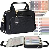 Bible Cover for Women Bible Case, Large Bible Bag, Bible Study Supplies Bible Journaling Kit Book Carrying Case with Bible Highlighters Tabs, Valentines Day Christian Gifts for Women (Black)