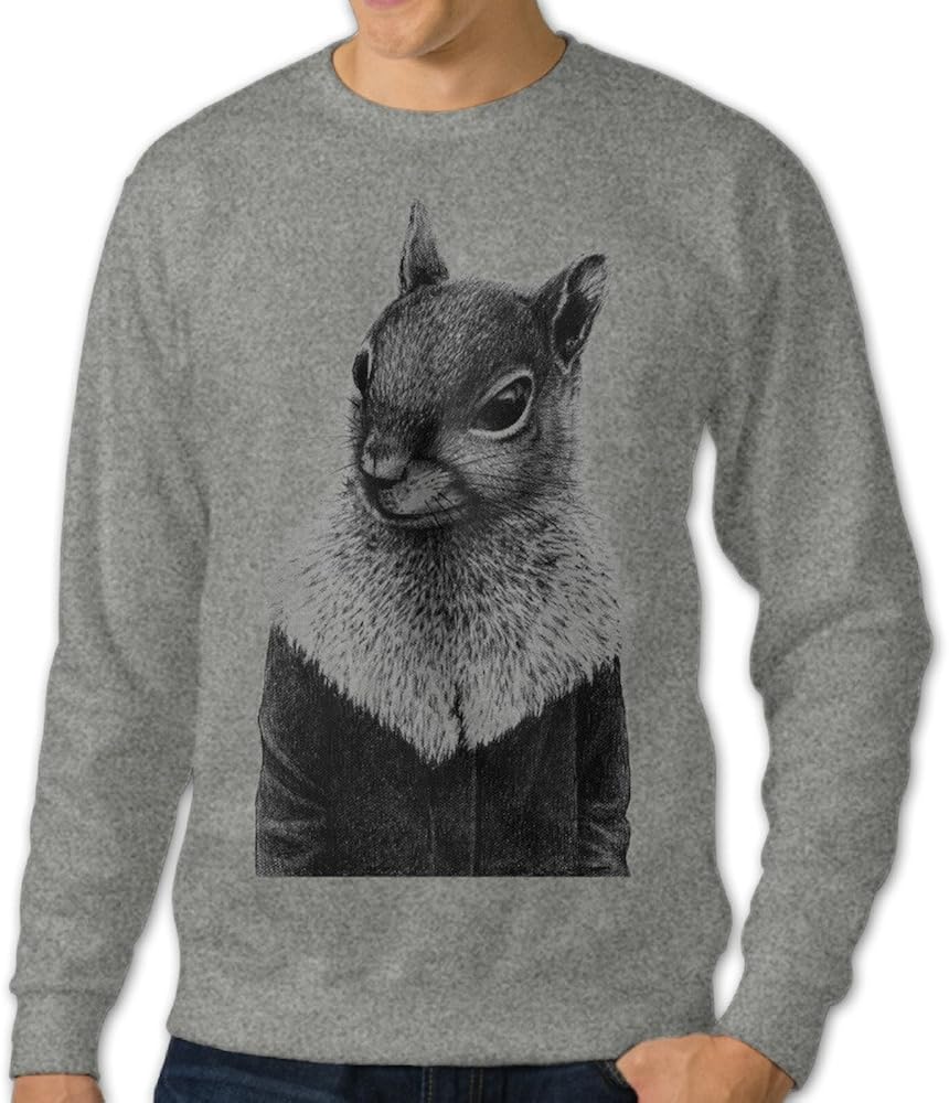 Alipapa Men's Squirrel In Coat Hoodies Ash