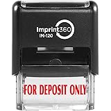 Imprint 360 AS-IMP1010 - for Deposit ONLY, Heavy Duty Commerical Quality Self-Inking Rubber Stamp, Red Ink, 9/16" x 1-1/2" Impression Size, Laser Engraved for Clean, Precise Imprints