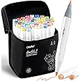 Ohuhu Brush Tip Mid-tone Markers - 48 Color Alcohol Based Art Markers for Adults - Refillable