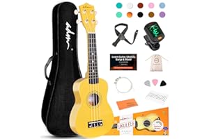 ADM Ukulele for Beginners Hawaiian Wood Ukelele Kit for Kids Adult Student Starter Professional Ukalelee Pack Bundle with Fre