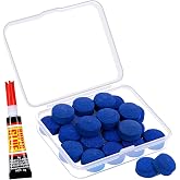 Billiard Pool Cue Tips - Pool Cue Stick Tips Replacement Repair Kit Billiard Cue Tips with Storage Box for Pool Table Cues Stick Tips Head and Leather Snooker Stick - SOLROS