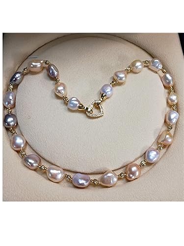 Amazon 本物素材 大粒10 13 バロック真珠ネックレス シルバー