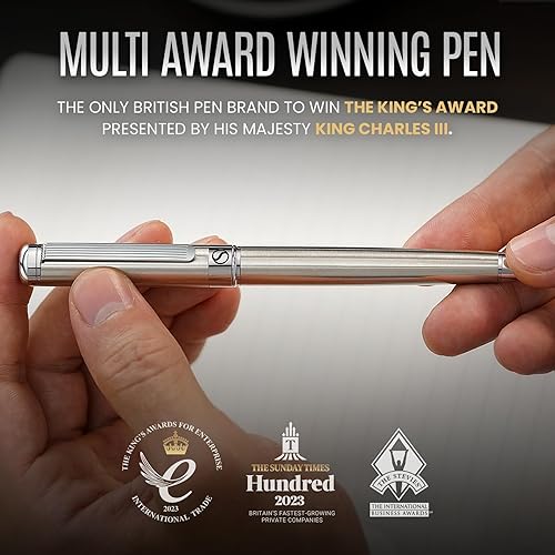 Scriveiner Stainless Steel Rollerball Pen Stunning Luxury Metal Pen with  Silver Chrome Finish, Schmidt Ink R