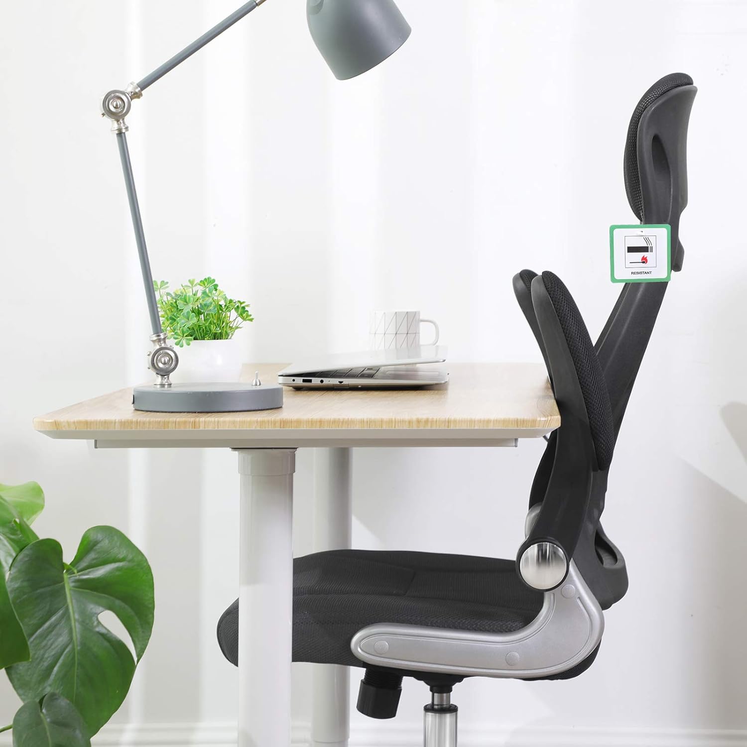 SONGMICS Office Chair High Back, Mesh Office Chair, Swivel Desk Chair, Flip up Armrests, OBN86BUK, Ink Black, 45-54.5 - Image 4