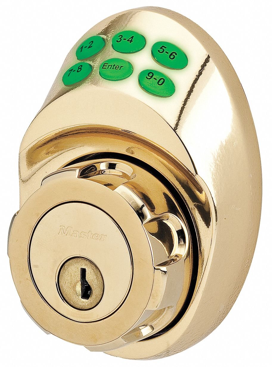 Master Lock Keyed Entry Door Lock, Nightwatch® Single Cylinder Deadbolt with Electronic Keypad, Polished Brass Lock, DSKP0603PD